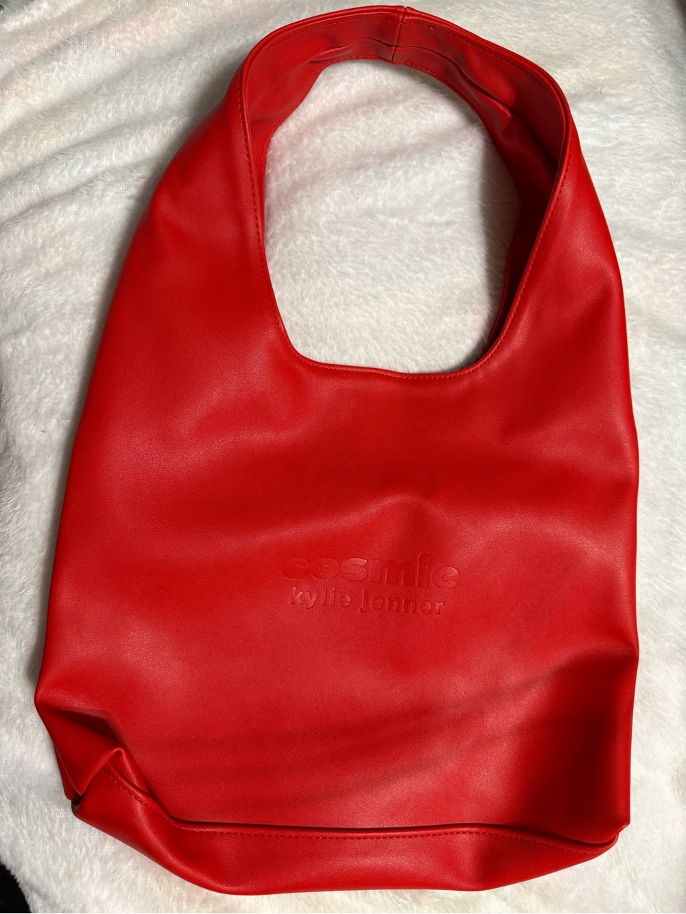 Kylie Cosmetics x Kylie Jenner Red Faux Leather Tote Shoulder Bag